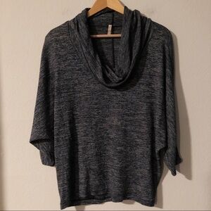 Olivia Moon heathered dark gray cowl neck blouse